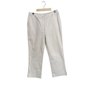 Women's Tabi Classic Cream Khaki High-Waist Cropped Pants Cotton-Blend
